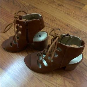 Lace up block heel sandals